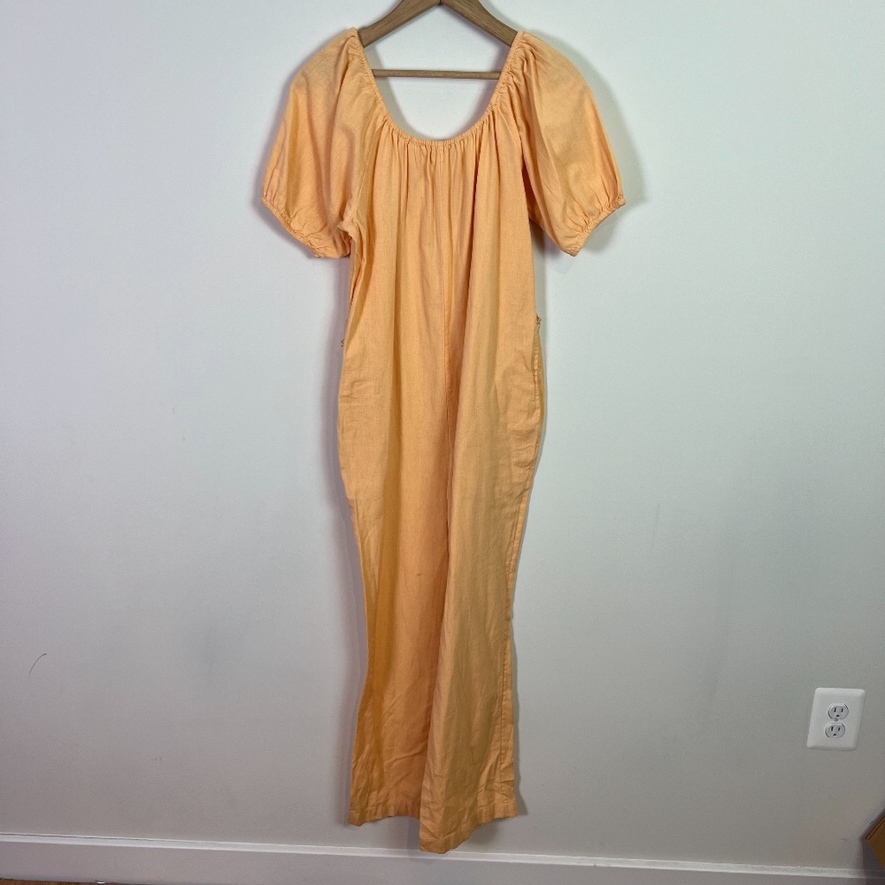 Free People Light Orange Scoop Neckline Short Sleeve Jumpsuit Women Size X Small